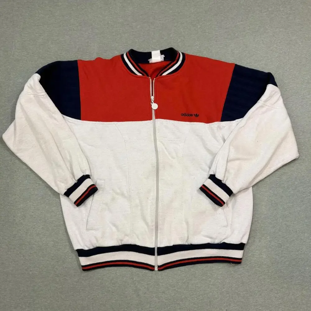 80s Vintage ADIDAS Trefoil Track Jacket Mens Medium Colorblock Retro Sportswear‎